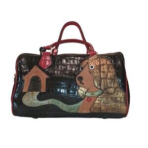Leather Handbag Purse Dog Design Original By Sharif 1827